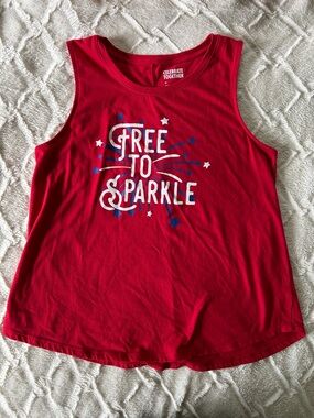 Celebrate Together Red Sleeveless Tank "Free to Sparkle"